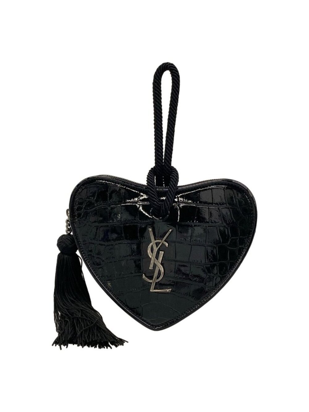 Saint Laurent Paris Clutch Black Heart Embossed Leather